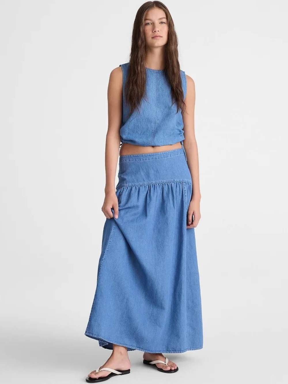 Madewell Light Blue Denim Maxi Skirt